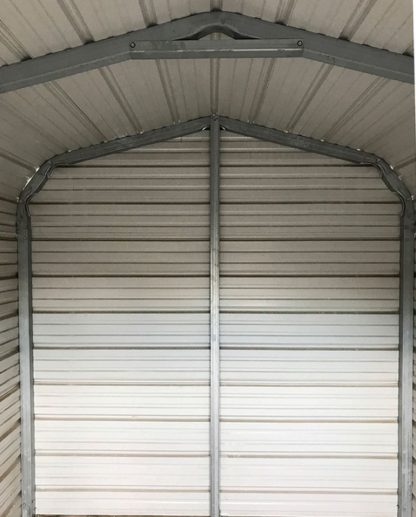 Back Wall of a 8x12 Standard Metal on Metal Utility Shed.